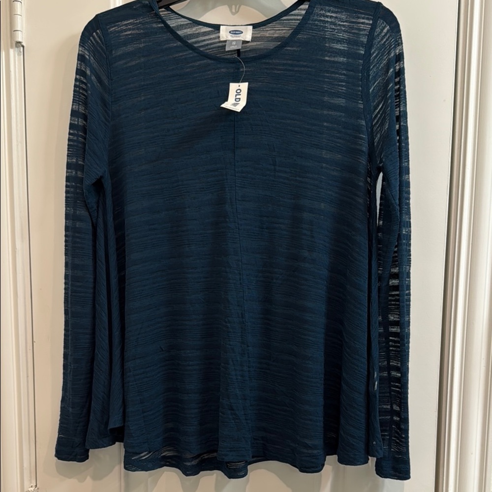 Old Navy Blue Sheer Long Sleeve Blouse